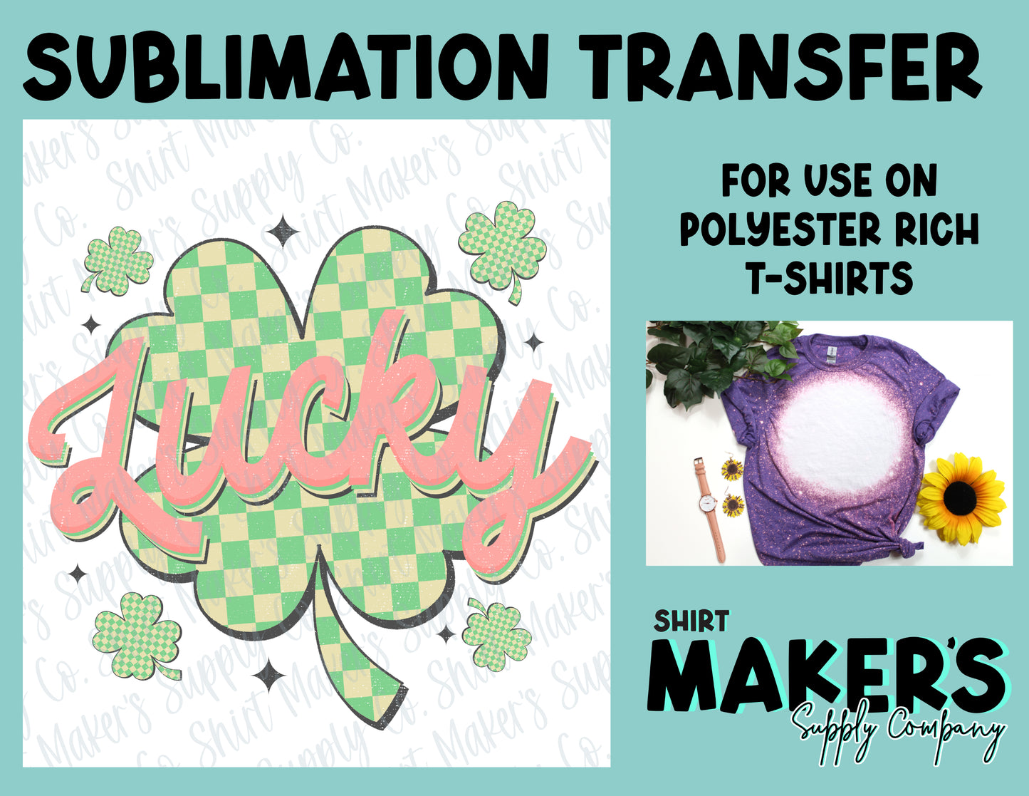 Lucky Checkered St. Patrick's Day Sublimation Transfer