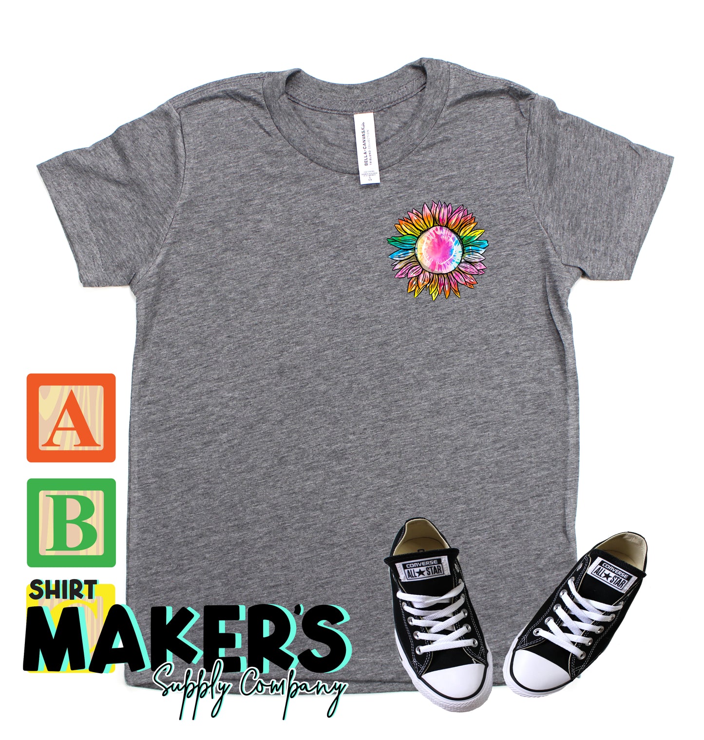 Tie-Dye Sunflower Pocket Kids Screen Print Transfer
