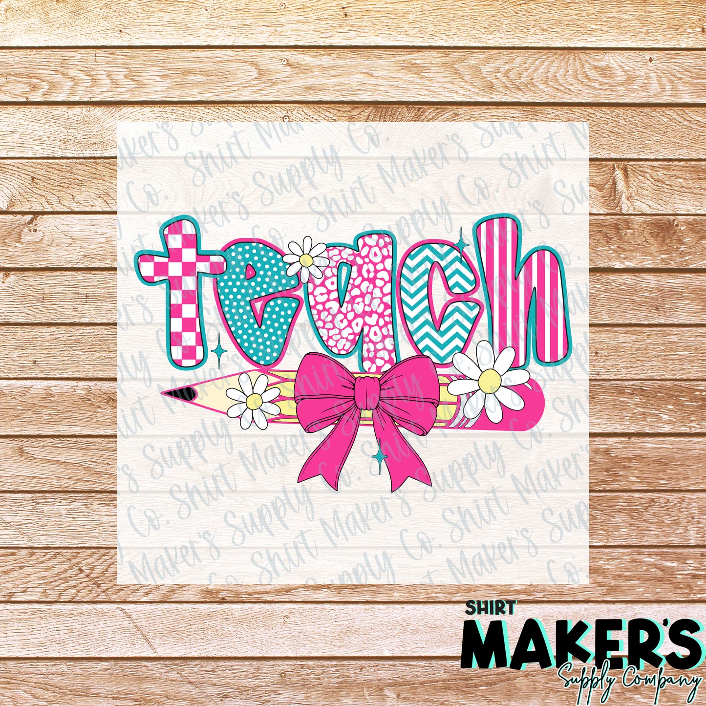 Teach Pencil Bow DTF or Sublimation Transfer