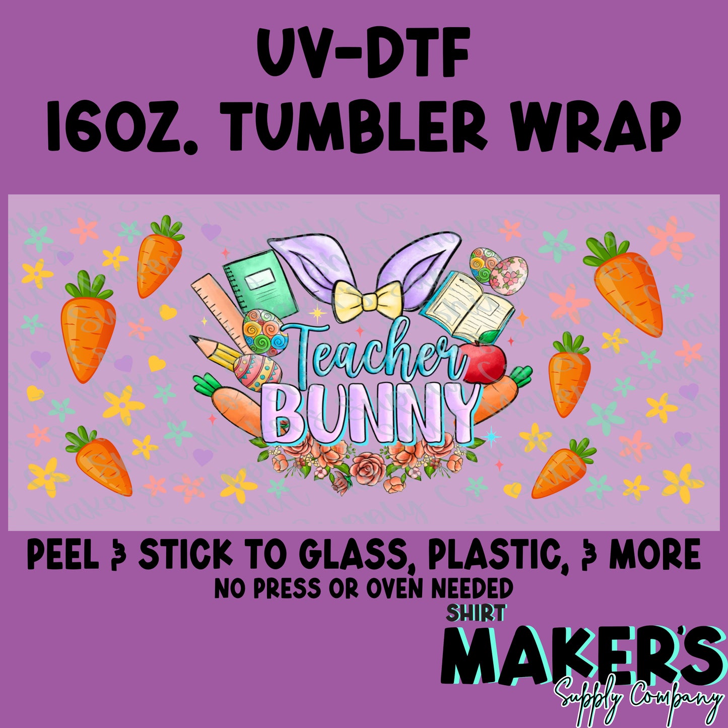 16oz. UV-DTF Easter Teacher Bunny