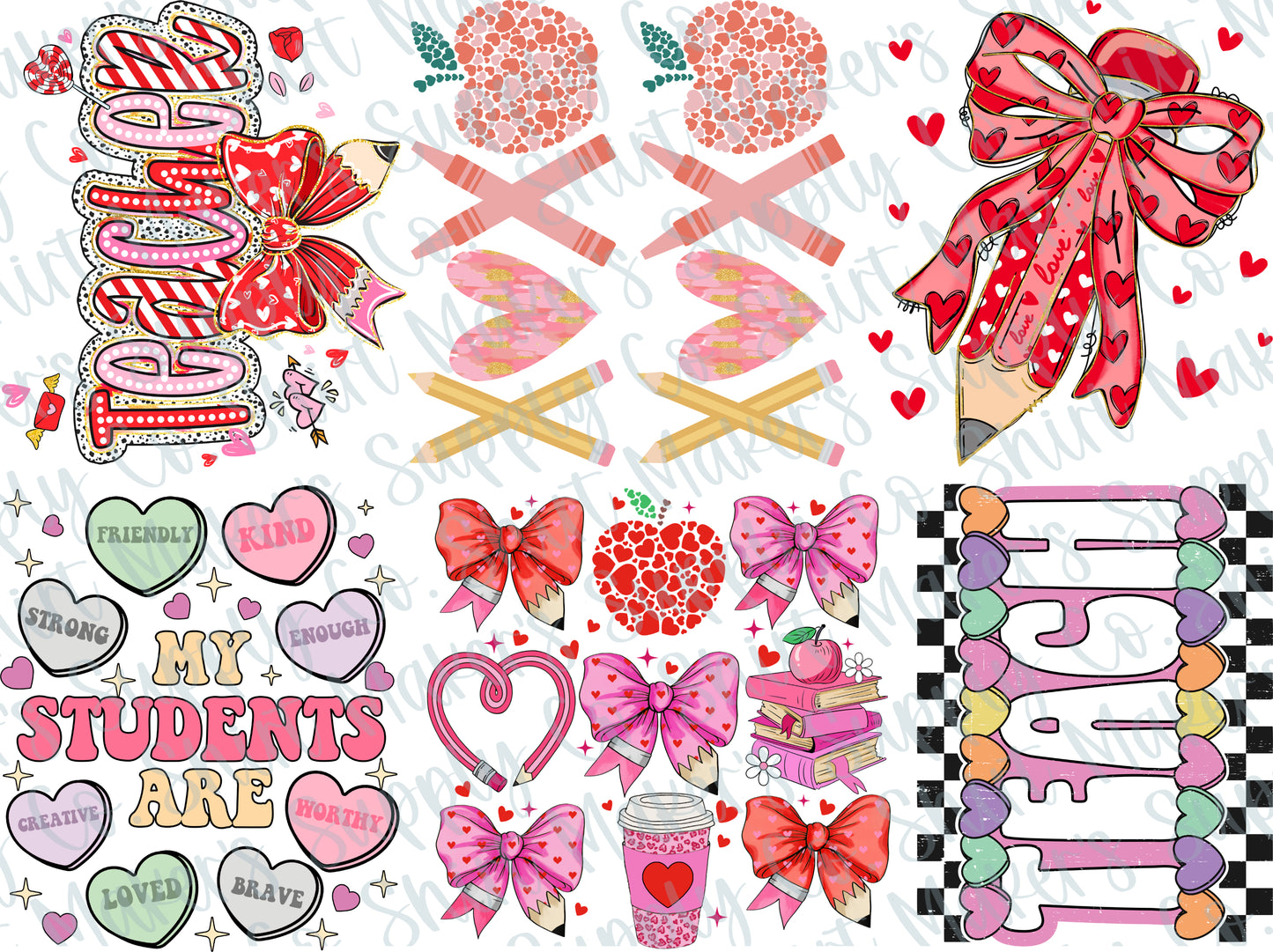 Valentine's Day Teacher DTF Gang Sheet