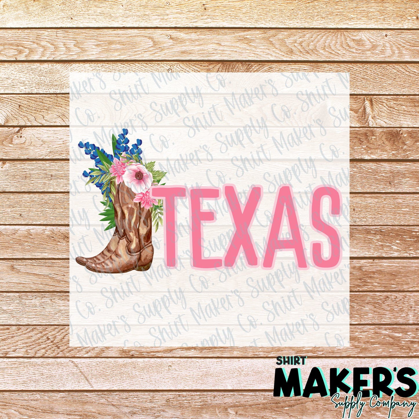 Texas Boots + Flowers DTF or Sublimation Transfer