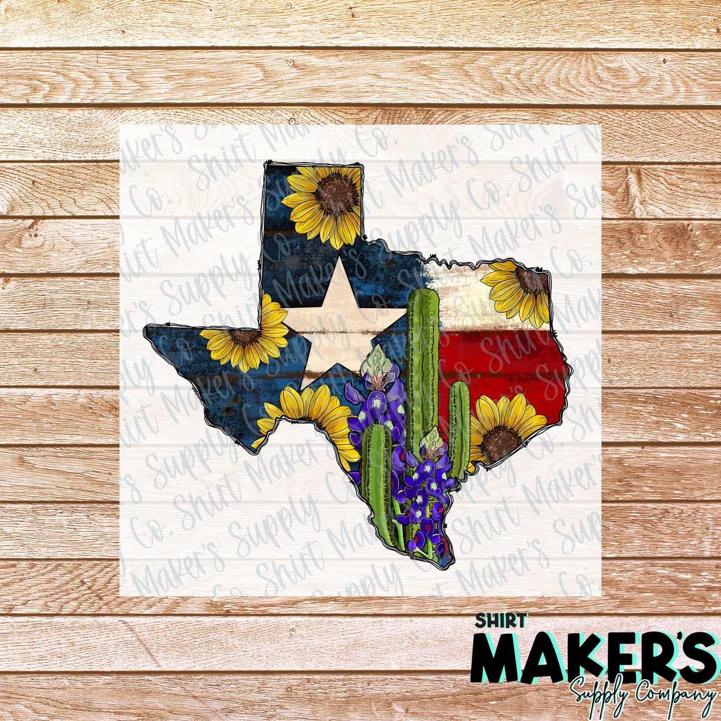 Texas Cactus Sunflower DTF or Sublimation Transfer