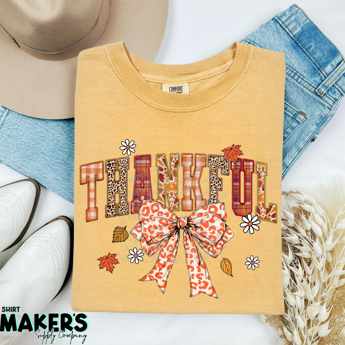 Thankful Bow Thanksgiving DTF or Sublimation Transfer