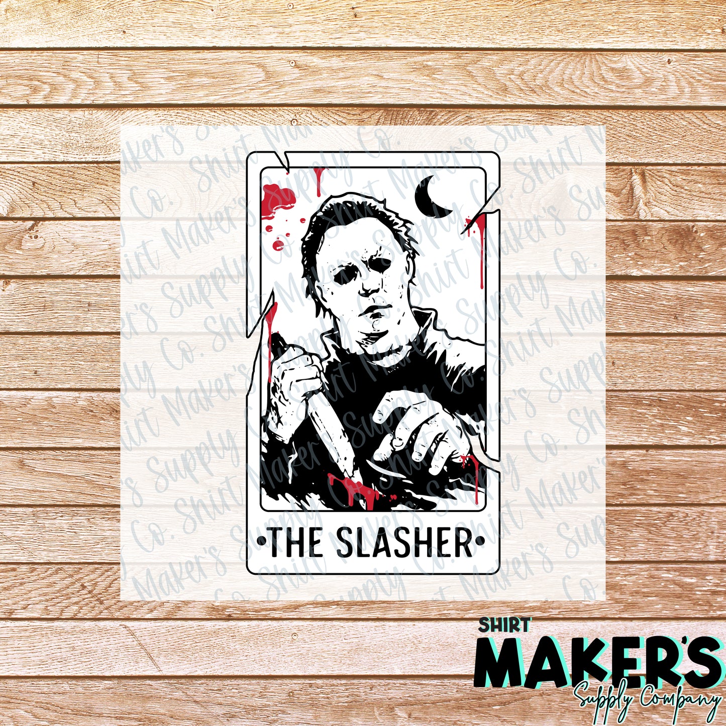 The Slasher White Horror Tarot Card DTF or Sublimation Transfer