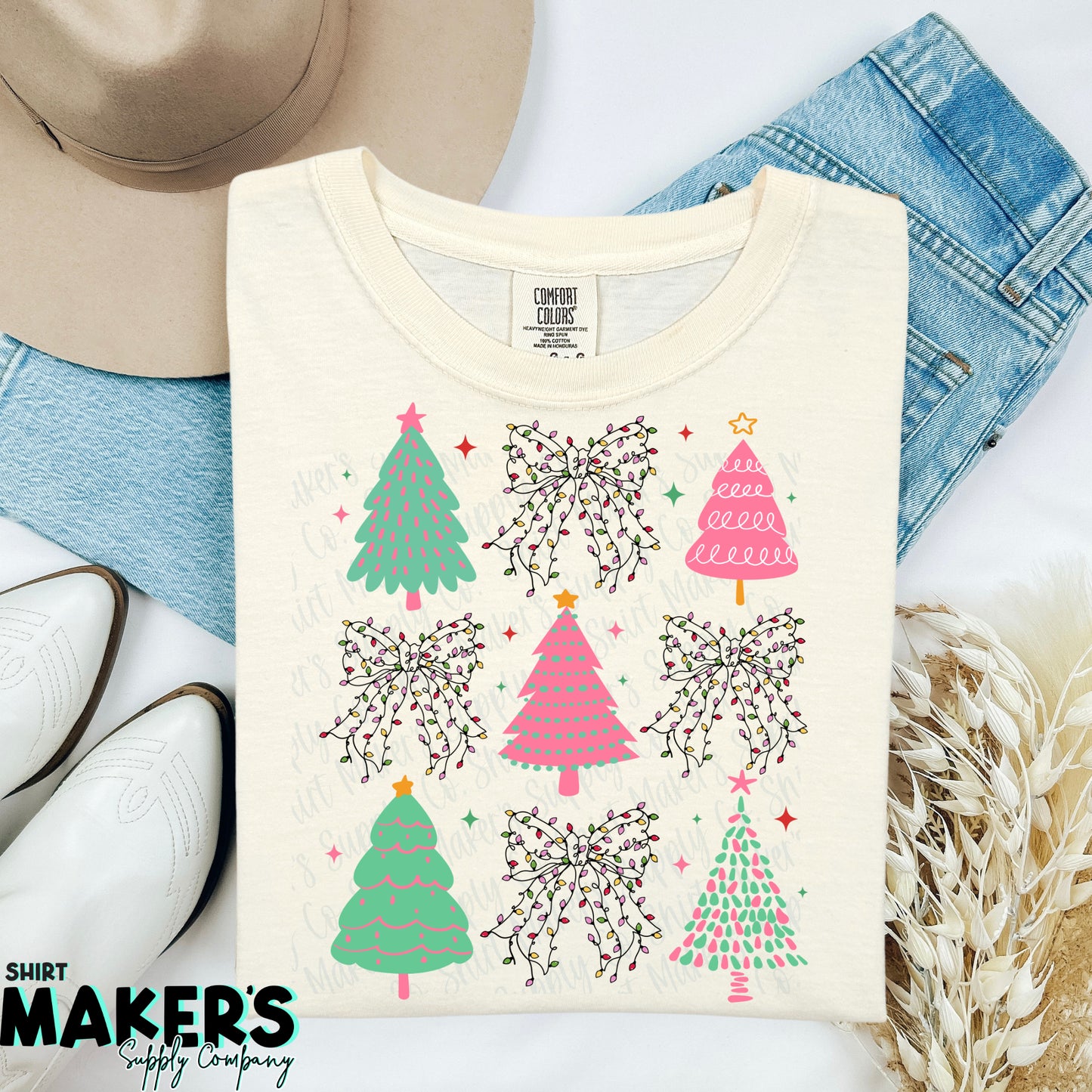 Tree Light Bows DTF or Sublimation Transfer