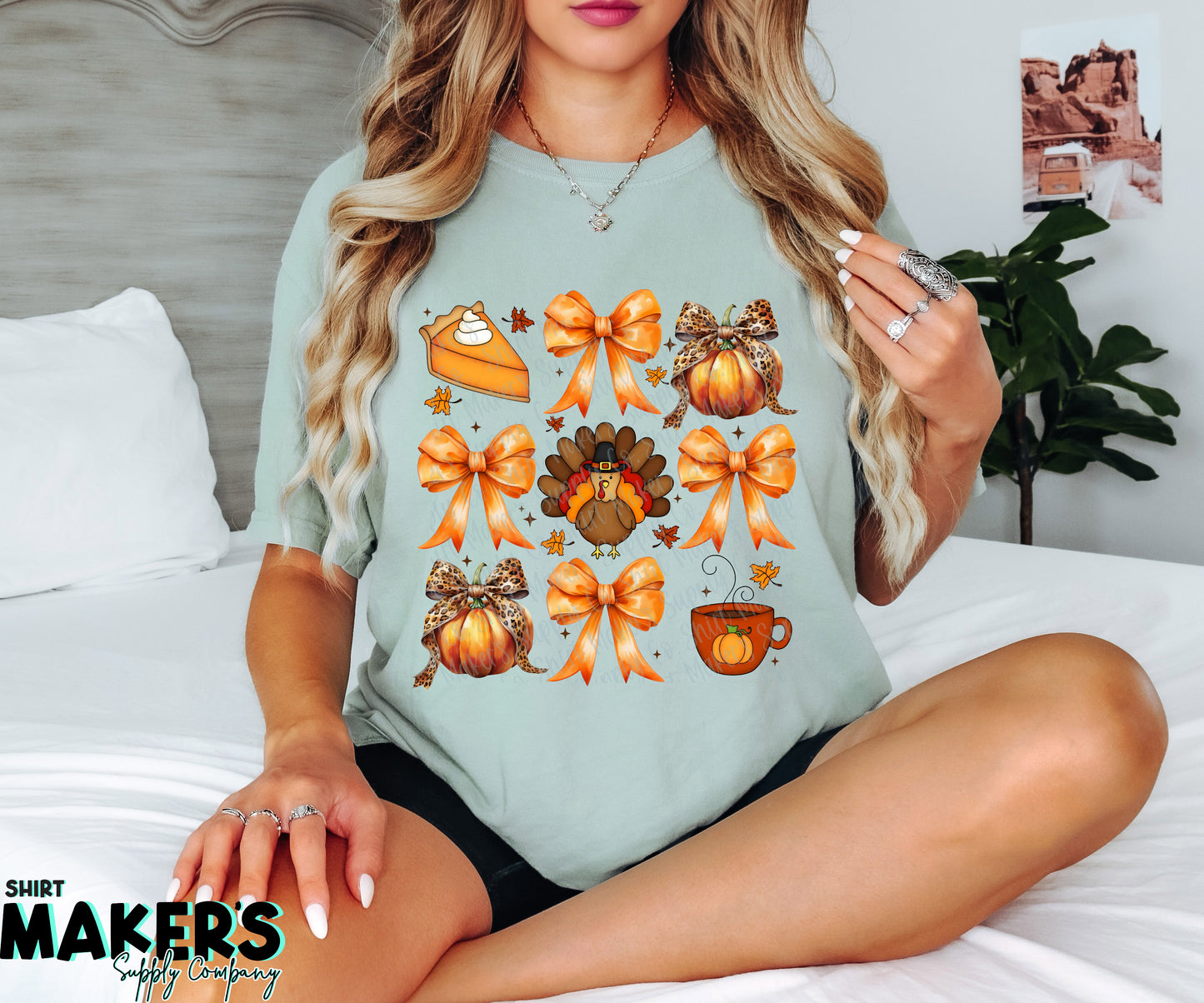 Turkey Bows Thanksgiving DTF or Sublimation Transfer