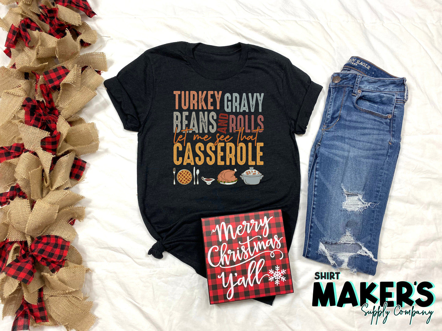 Thanksgiving Turkey Gravy Casserole Screen Print Transfer