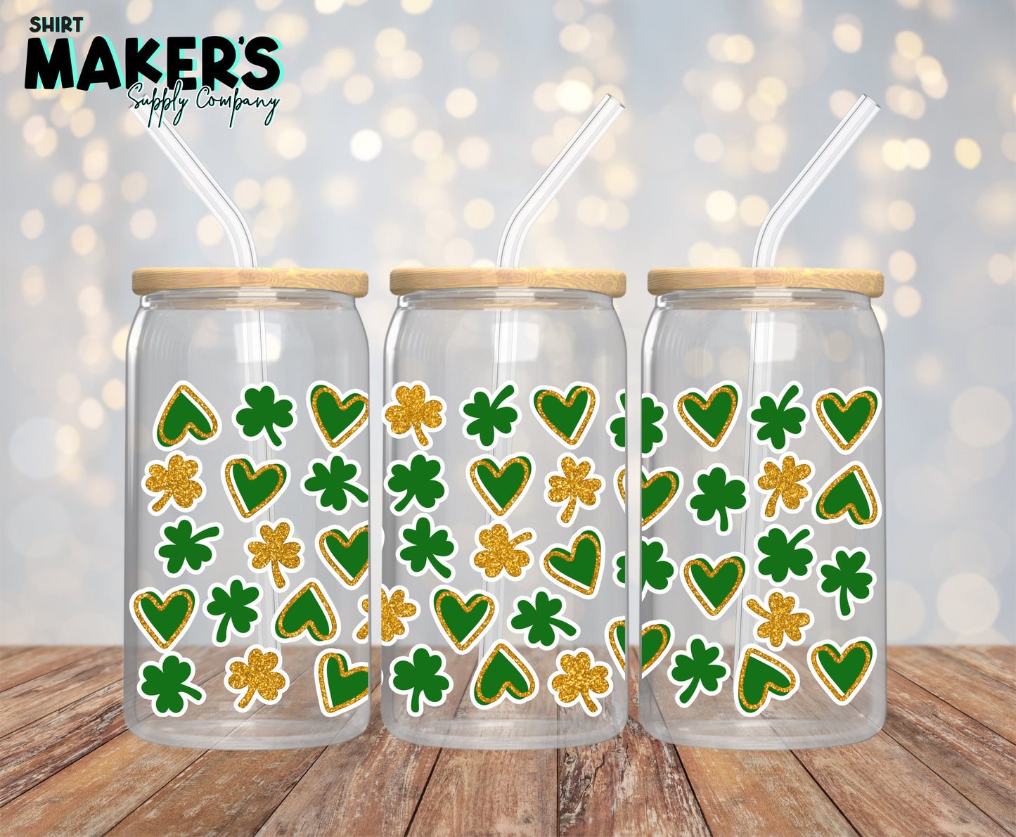 Shamrock Hearts St. Patrick's Day 16 oz. or 40oz. Tumbler Wrap