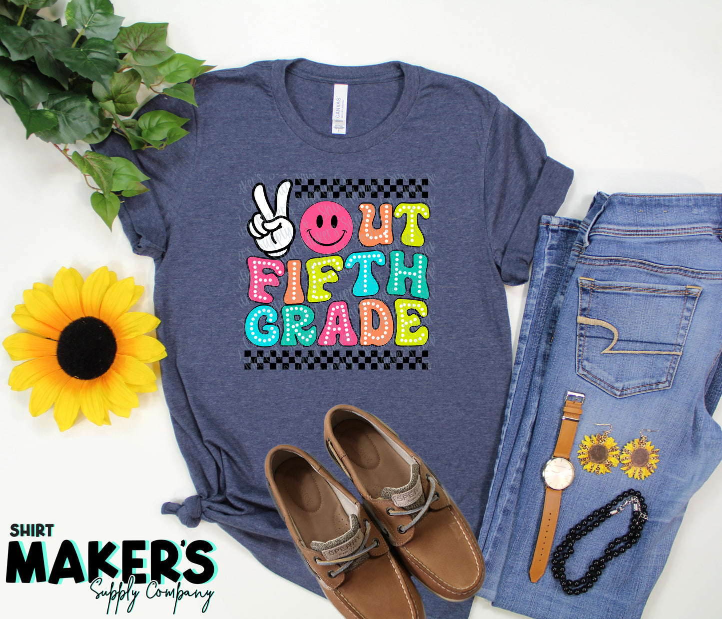 Peace Out Fifth Grade DTF or Sublimation Transfer