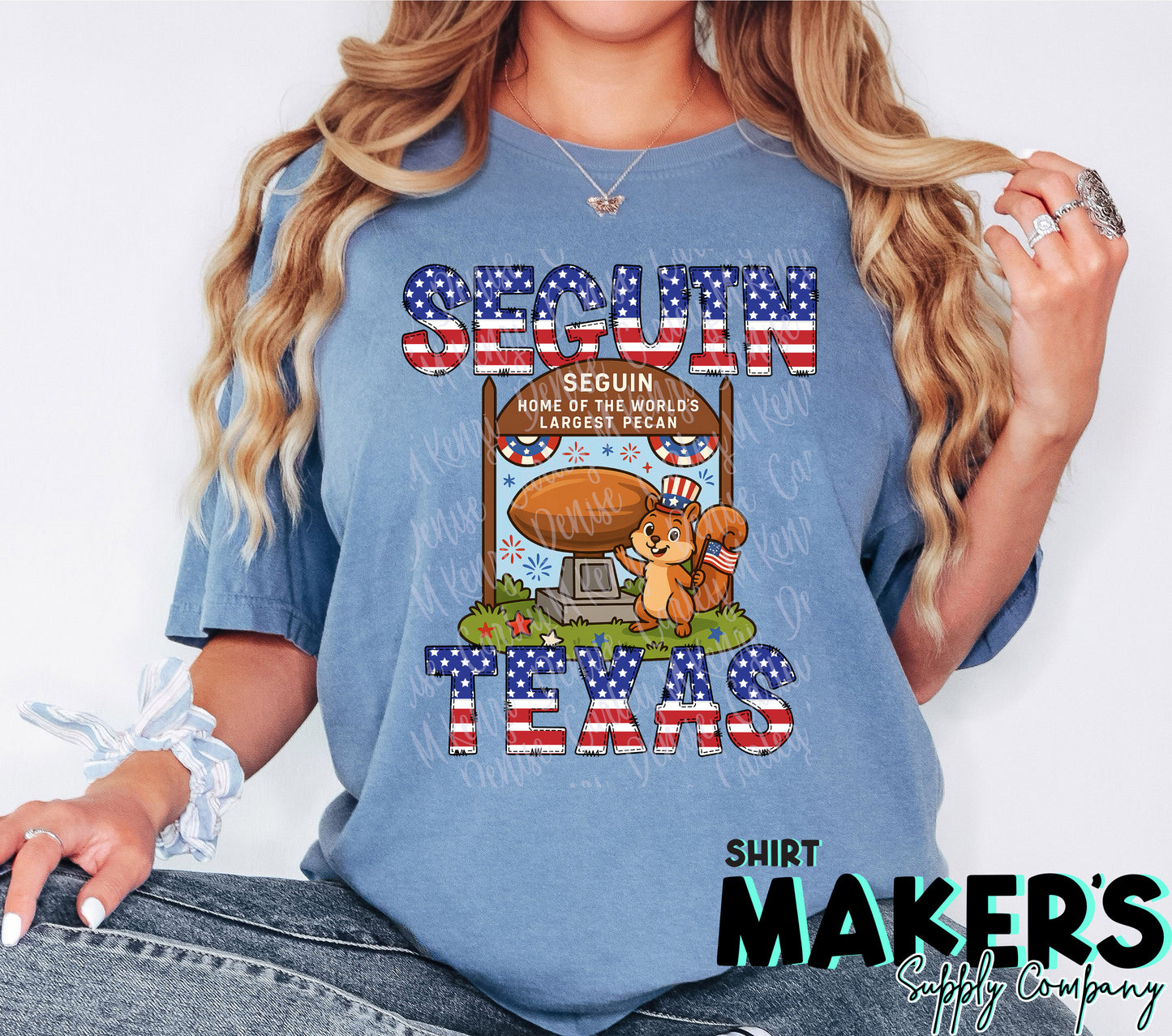 Seguin 4th of July Pecan Sign and Squirrel T-Shirt
