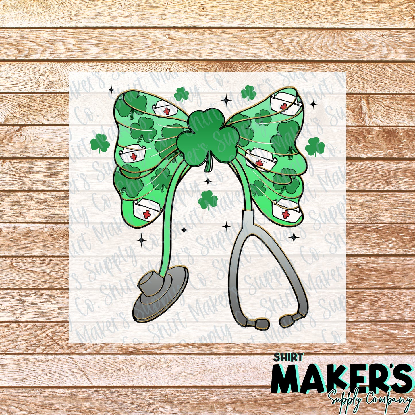 Nurse Stethoscope Bow St. Patrick's Day DTF or Sublimation Transfer
