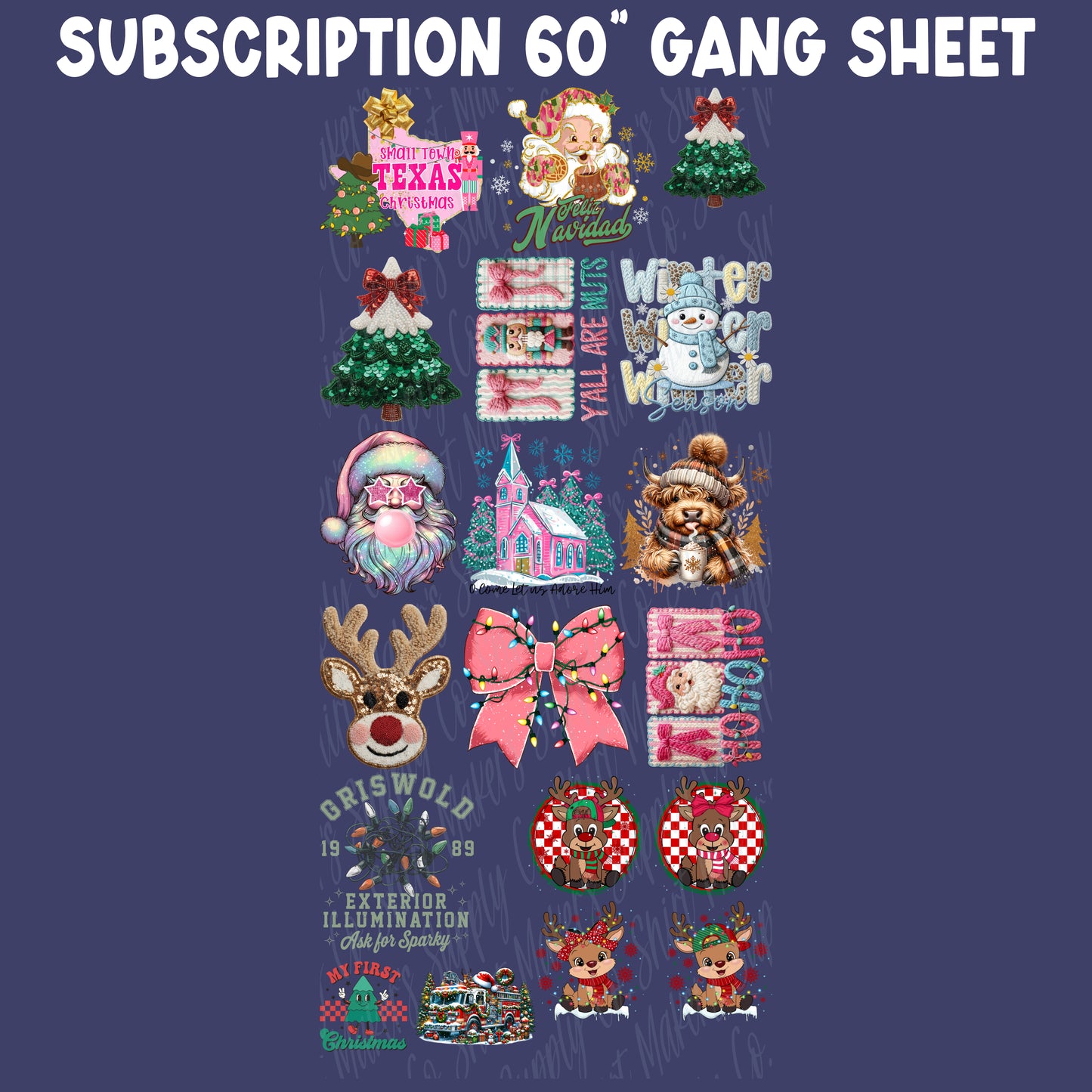 60" Christmas Gang Sheet - Subscription