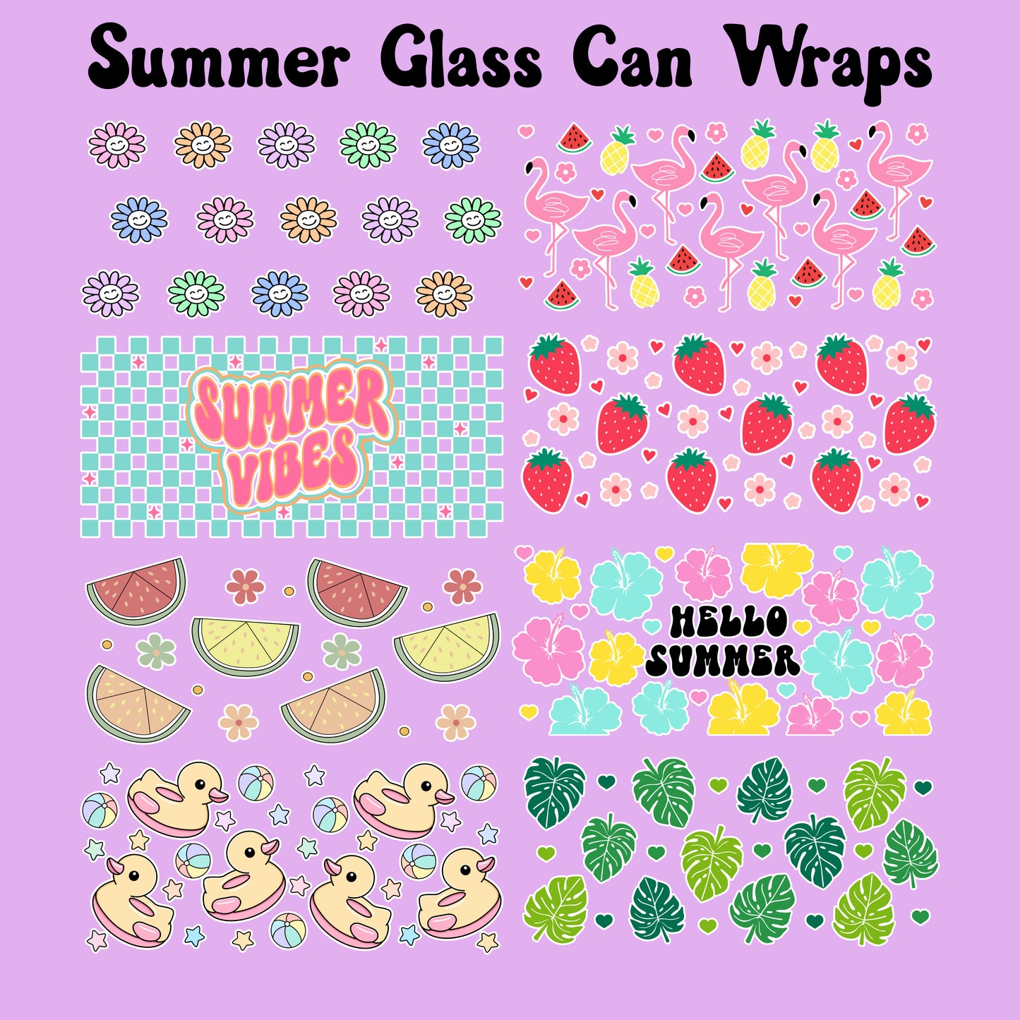 Summer 16 oz. or 40oz. Tumbler Wrap Gang Sheet