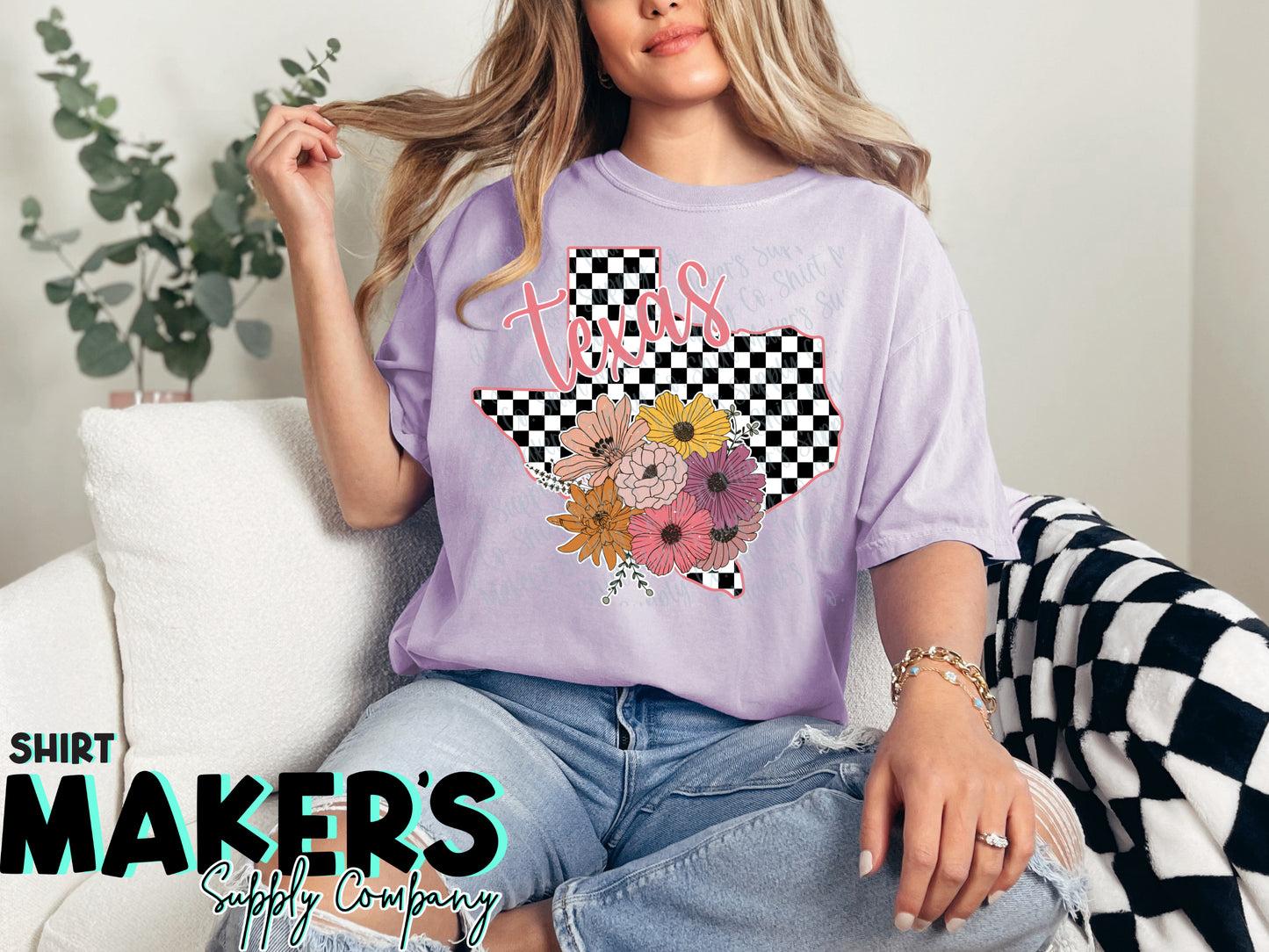 Texas Floral Checker SMSC Exclusive DTF or Sublimation Transfer