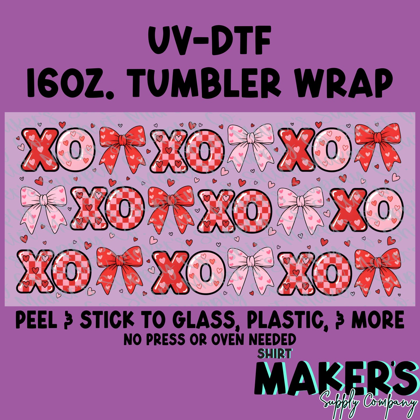 16oz. UV-DTF Valentine's Day XOXO Tumbler Wrap