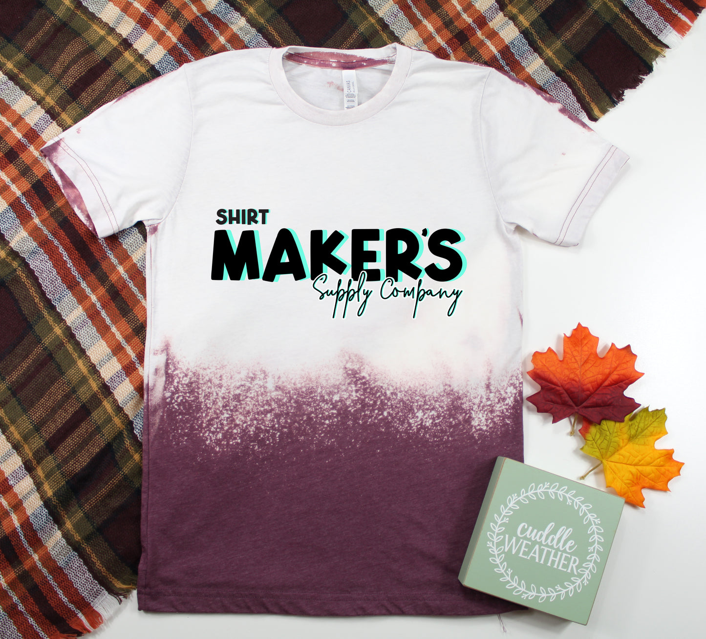 Fall Half Bleached Heather Maroon Bella Canvas Mockup