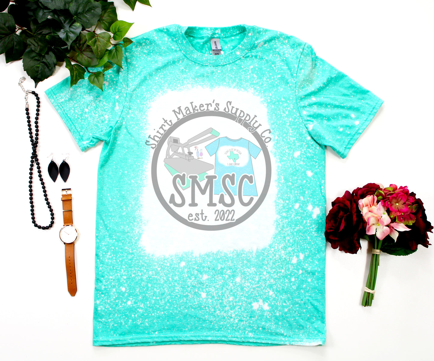 Gildan Heather Sea Foam Bleached Mockup Download