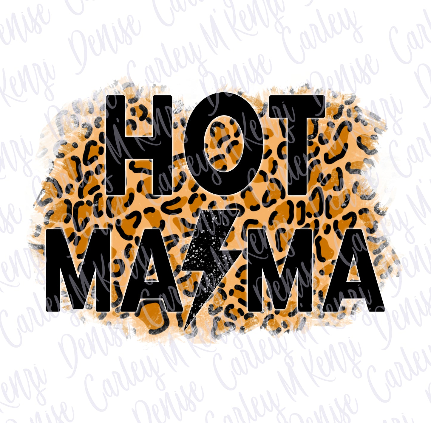 Hot Mama Cheetah Print Lightning Bolt PNG