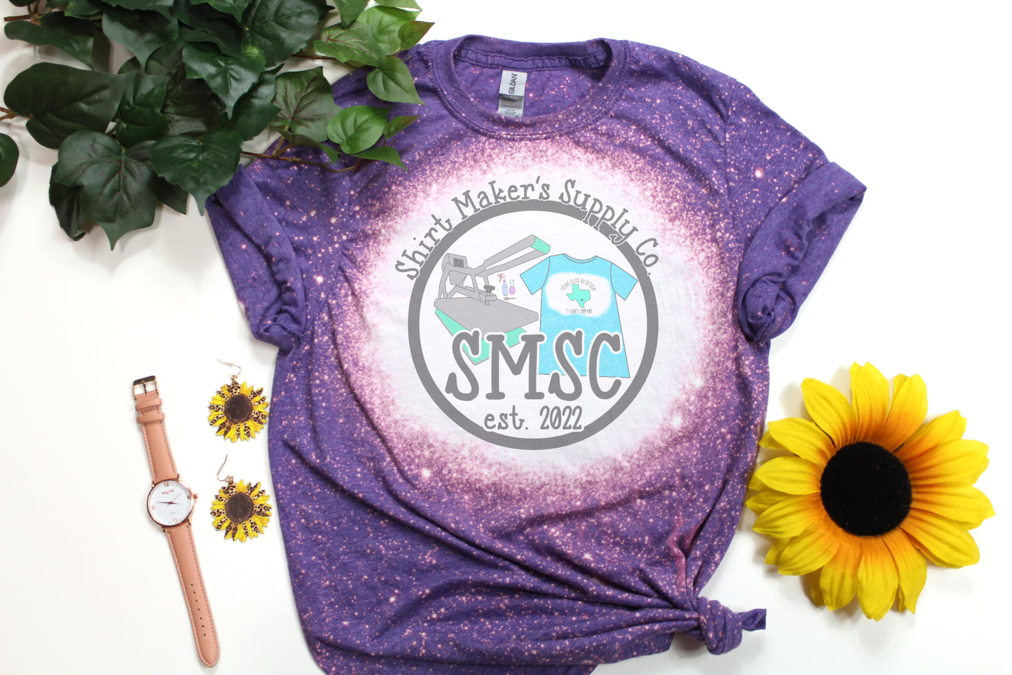 Gildan Heather Purple Bleached Circle Mockup Download