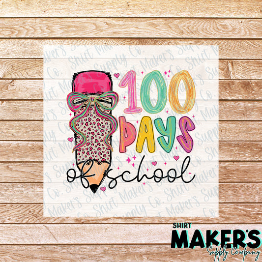 100 Days of School DTF or UV-DTF Transfer - or- Hat Patch, Acrylic, Magnet, or Keychain