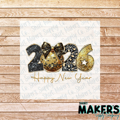 Happy New Year 2026 DTF or UV-DTF Transfer - or- Hat Patch, Acrylic, Magnet, or Keychain
