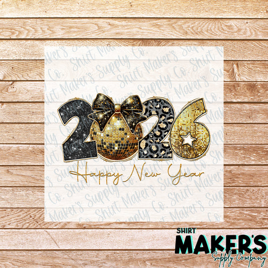 Happy New Year 2026 DTF or Sublimation Transfer