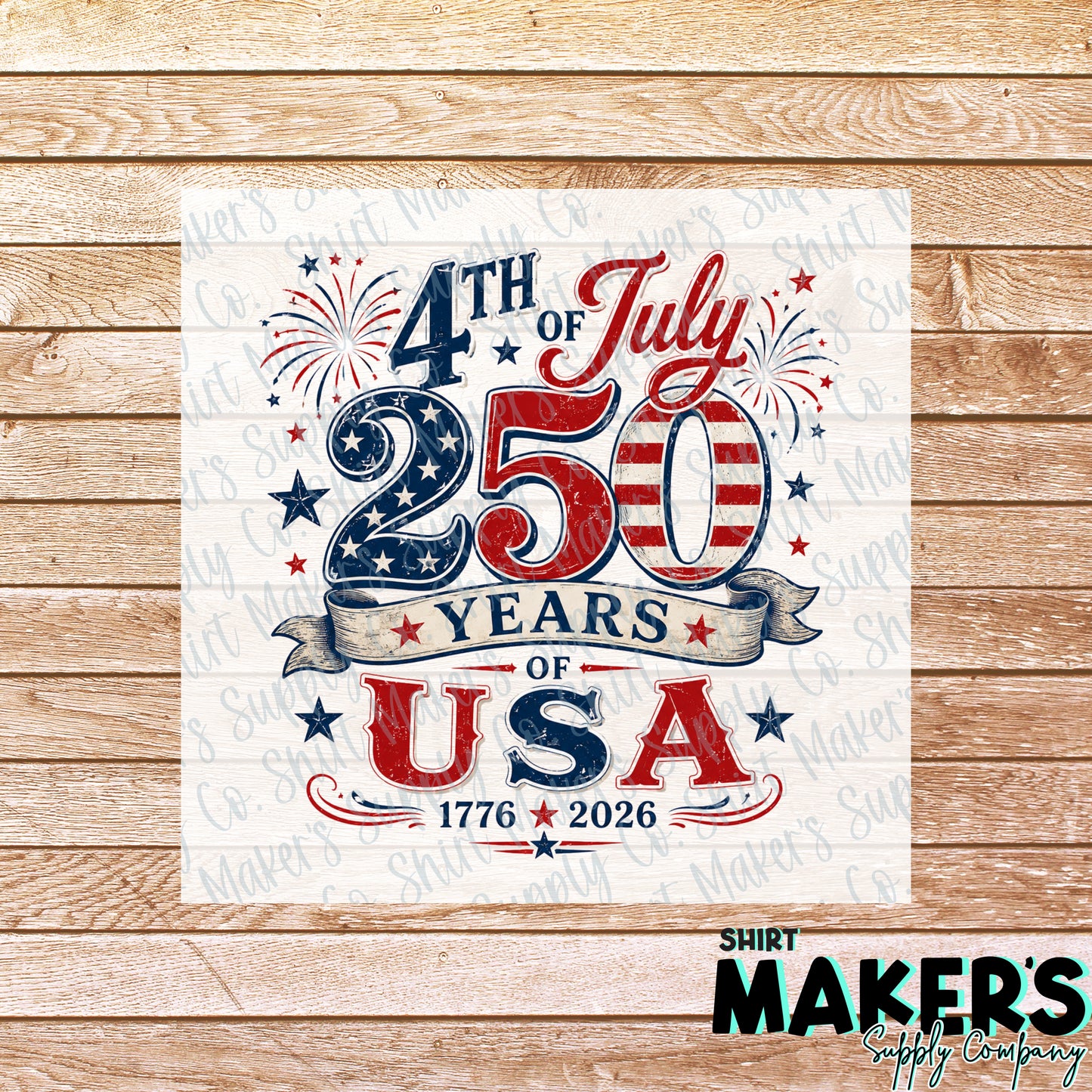 4th of July 250 Years USA DTF or UV-DTF Transfer - or- Hat Patch, Acrylic, Magnet, or Keychain