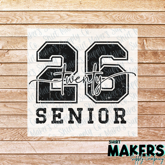 Senior 2026 Black DTF or Sublimation Transfer