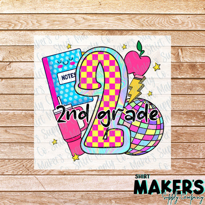 2nd Grade Disco DTF or UV-DTF Transfer - or- Hat Patch, Acrylic, Magnet, or Keychain