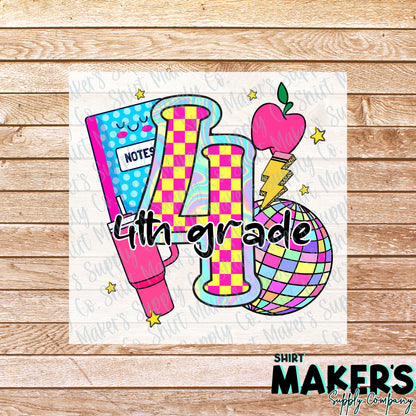 4th Grade Disco DTF Transfer - or- Hat Patch, Acrylic, Magnet, or Keychain