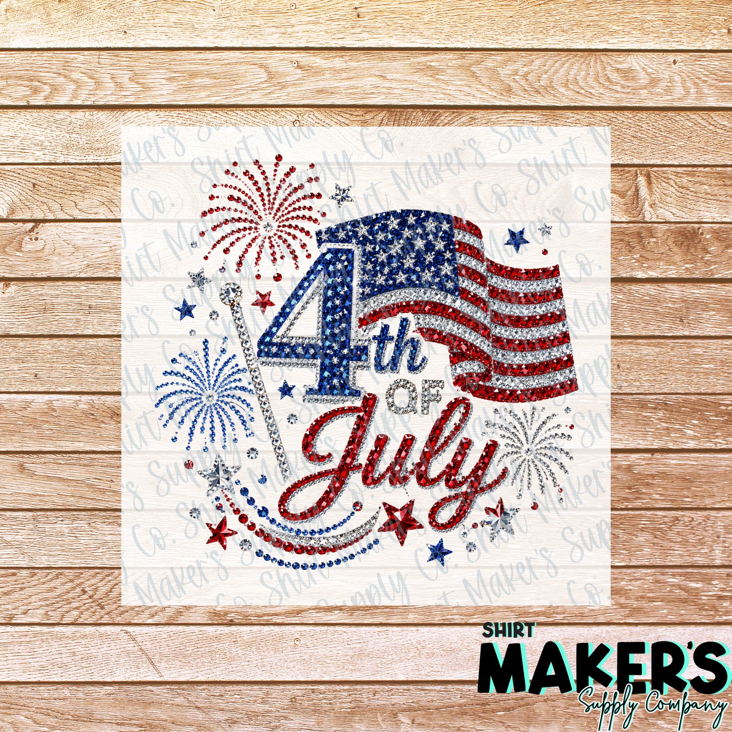 4th of July Faux Rhinestone DTF or UV-DTF Transfer - or- Hat Patch, Acrylic, Magnet, or Keychain
