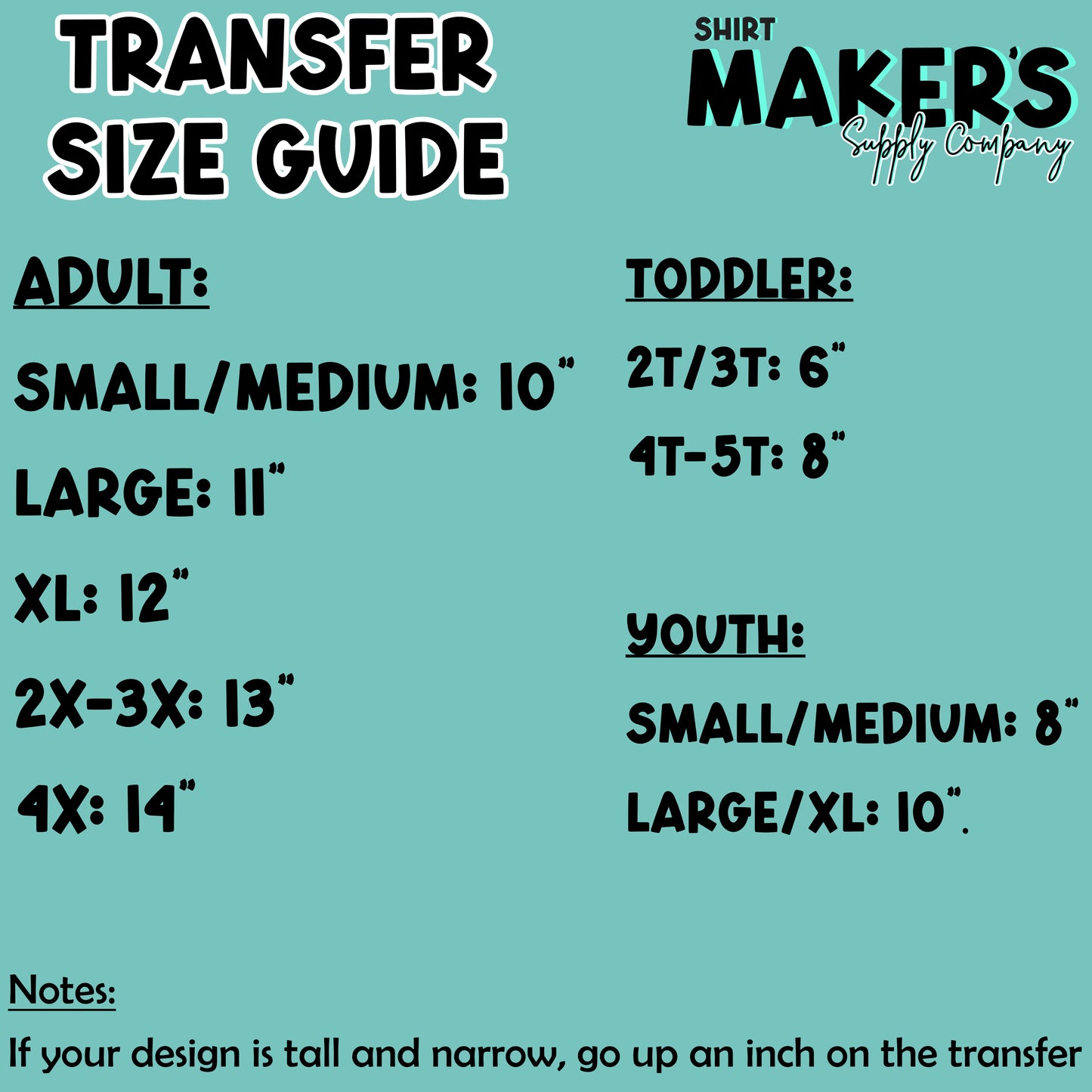 Transfer Size Guide