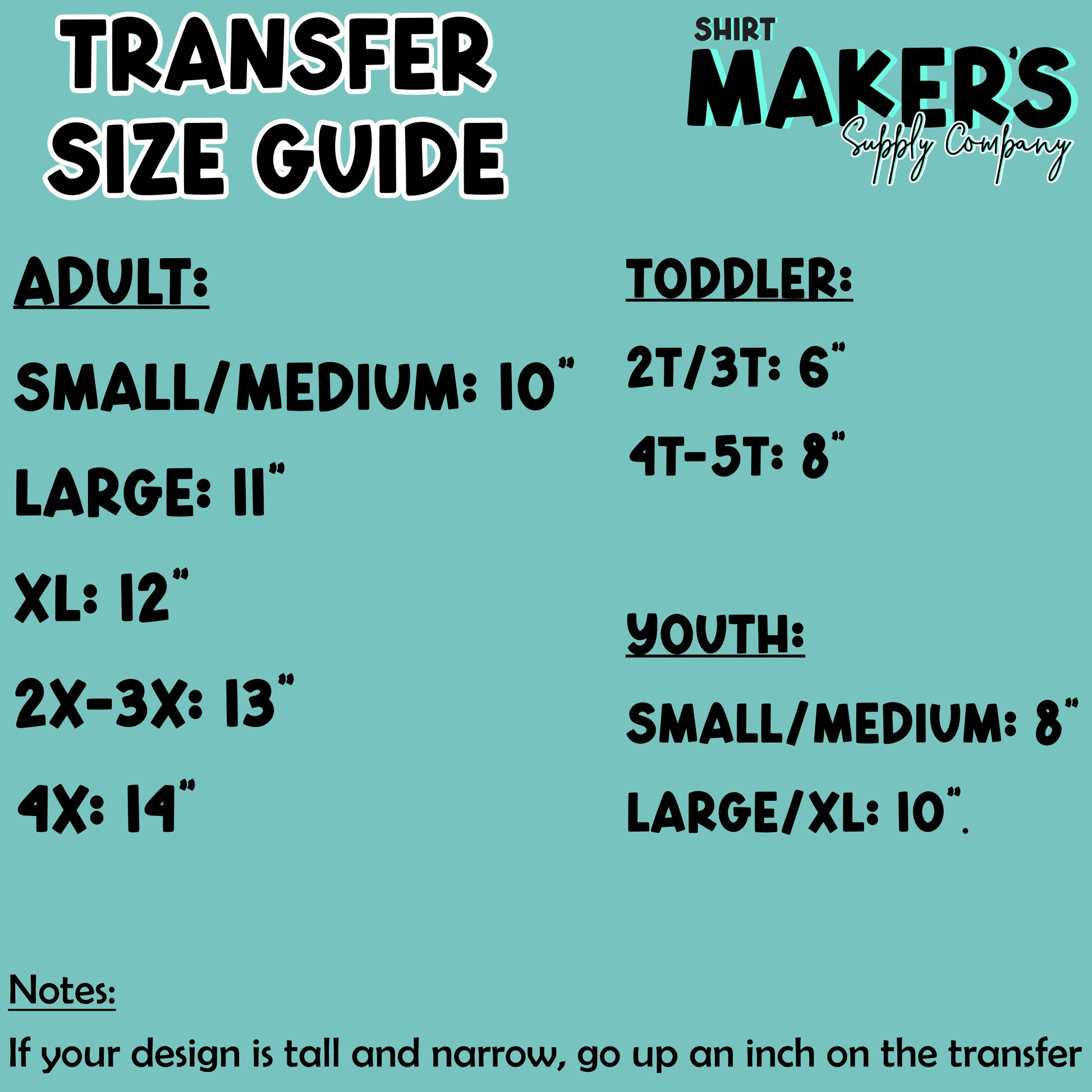 Transfer Size Guide