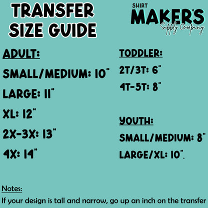 Transfer Size Guide