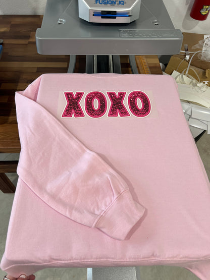 XOXO Faux Sequin Valentine's Day Holographic Twill Transfer