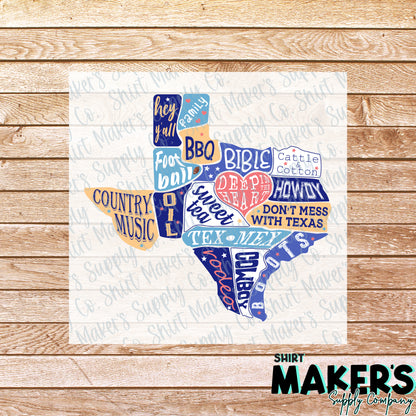 All About Texas DTF Transfer - or- Hat Patch, Acrylic, Magnet, or Keychain