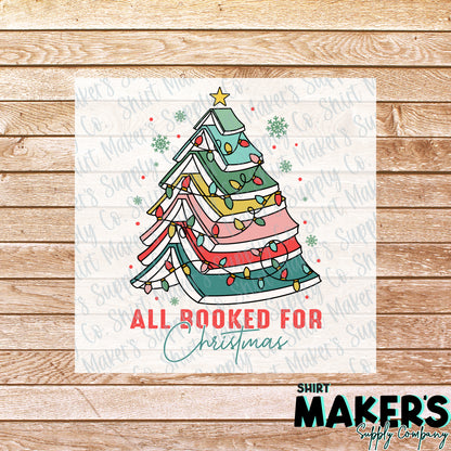 All Booked For Christmas Teacher DTF Transfer - or- Hat Patch, Acrylic, Magnet, or Keychain