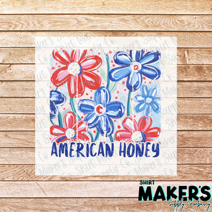 American Honey Fourth of July DTF Transfer - or- Hat Patch, Acrylic, Magnet, or Keychain