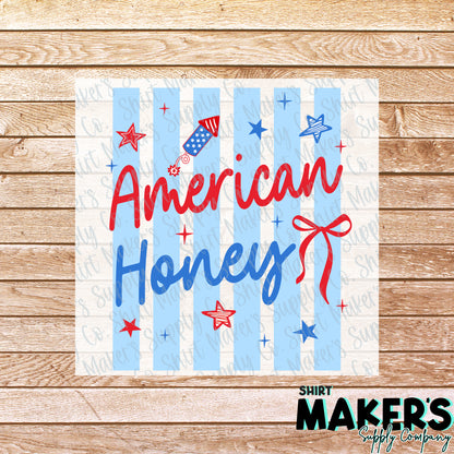 American Honey Fourth of July DTF or UV-DTF Transfer - or- Hat Patch, Acrylic, Magnet, or Keychain