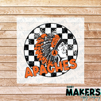 Gonzales Apache Checkered DTF Transfer - or- Hat Patch, Acrylic, Magnet, or Keychain