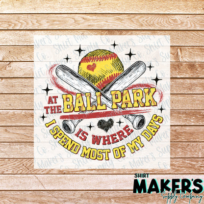 Ballpark Softball DTF Transfer - or- Hat Patch, Acrylic, Magnet, or Keychain