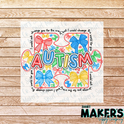 Autism Puzzle Piece DTF Transfer - or- Hat Patch, Acrylic, Magnet, or Keychain