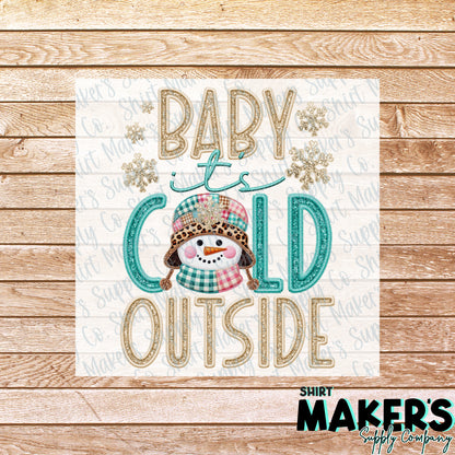 Baby, It's Cold Outside Christmas DTF Transfer - or- Hat Patch, Acrylic, Magnet, or Keychain