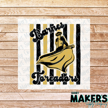 Barnes Toreadors Stripes DTF Transfer - or- Hat Patch, Acrylic, Magnet, or Keychain