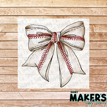 Baseball Bow DTF Transfer - or- Hat Patch, Acrylic, Magnet, or Keychain