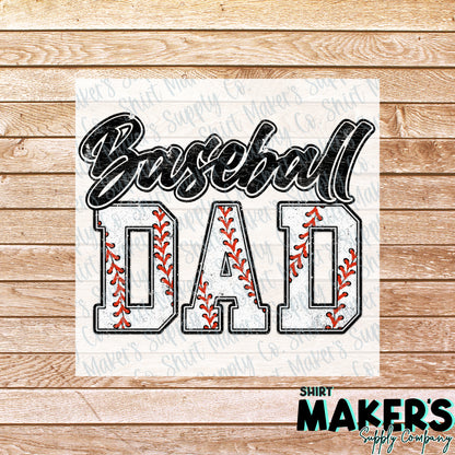 Baseball Dad DTF Transfer - or- Hat Patch, Acrylic, Magnet, or Keychain