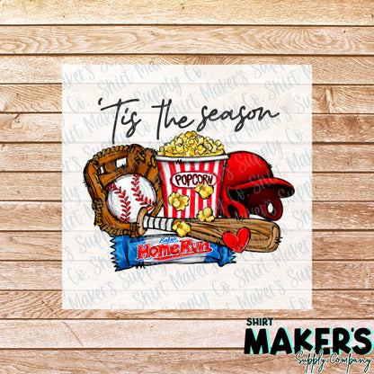 Baseball Tis the Season DTF Transfer - or- Hat Patch, Acrylic, Magnet, or Keychain
