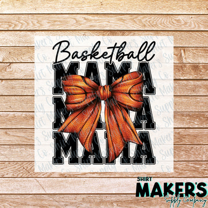 Basketball Mama Bow DTF or UV-DTF Transfer - or- Hat Patch, Acrylic, Magnet, or Keychain