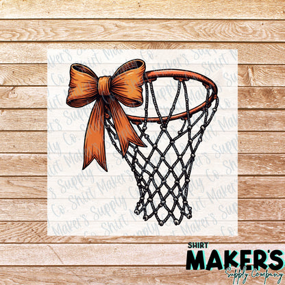 Basketball Net Bow DTF Transfer - or- Hat Patch, Acrylic, Magnet, or Keychain